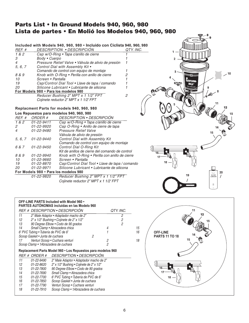 In ground cycler parts list pg 6, Lista de partes • en molió | King Technology Perform-Max Feeders User Manual | Page 6 / 24