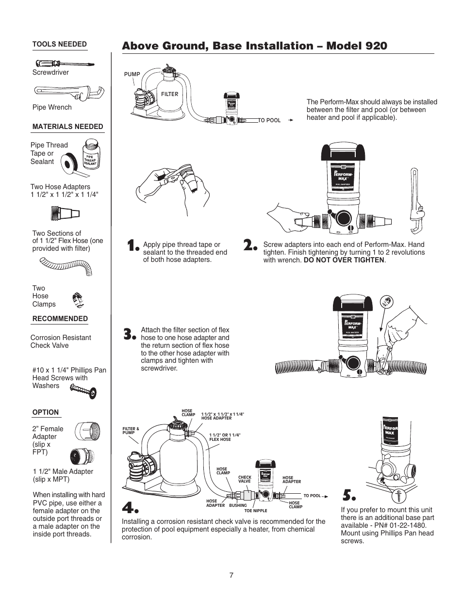 Above ground base install model 920 pg 7, Above ground, base installation – model 920 | King Technology Perform-Max Feeders User Manual | Page 7 / 24