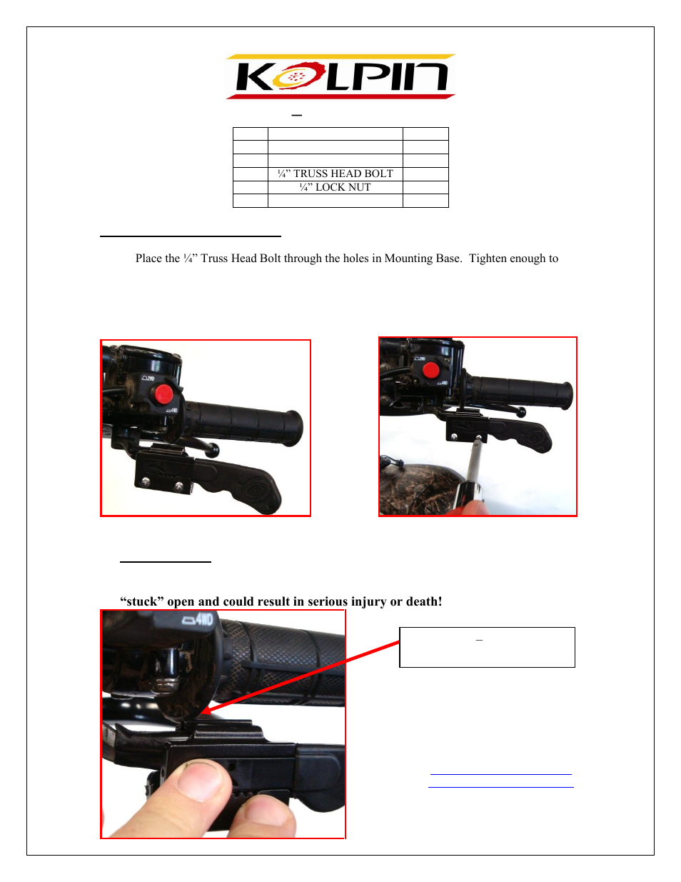 Kolpin 98005 – Throttle Master User Manual | 1 page