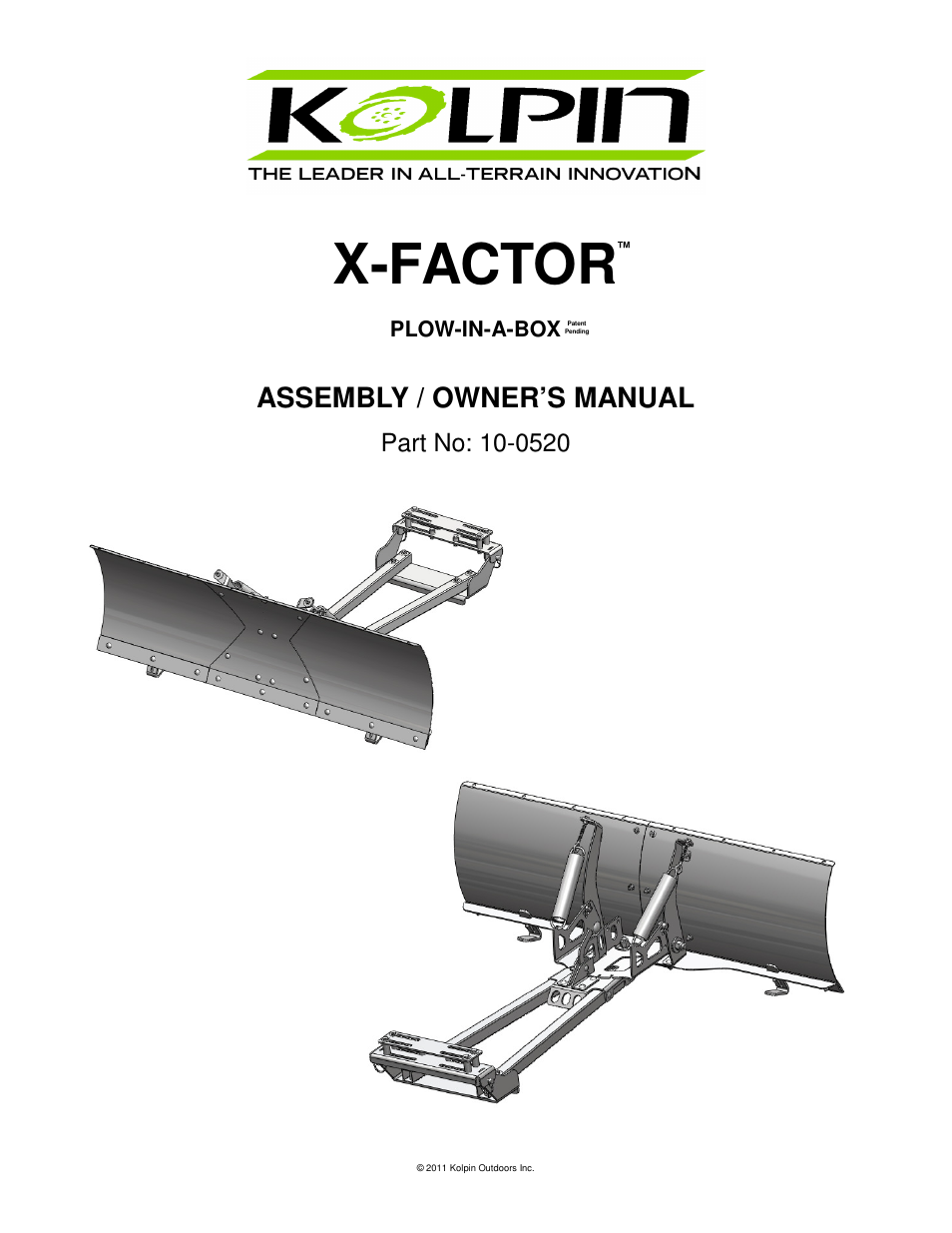 Kolpin 10-0520 X-Factor Plow User Manual | 21 pages