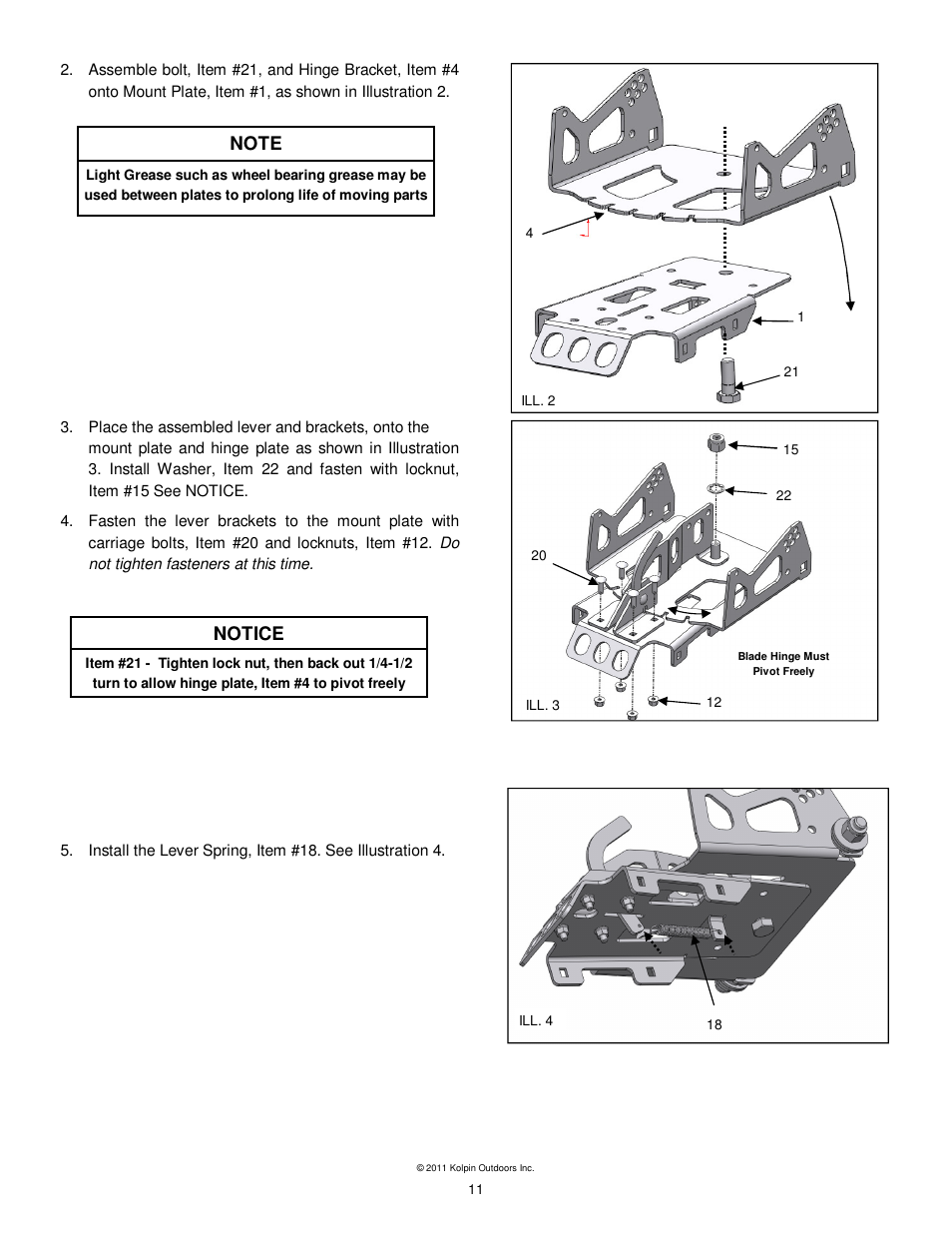 Notice | Kolpin 10-0520 X-Factor Plow User Manual | Page 11 / 21