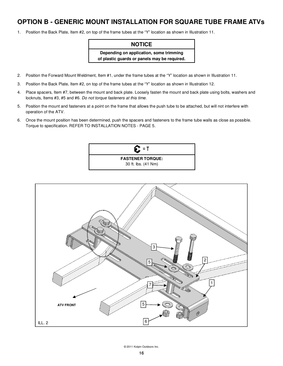 Notice | Kolpin 10-0520 X-Factor Plow User Manual | Page 16 / 21