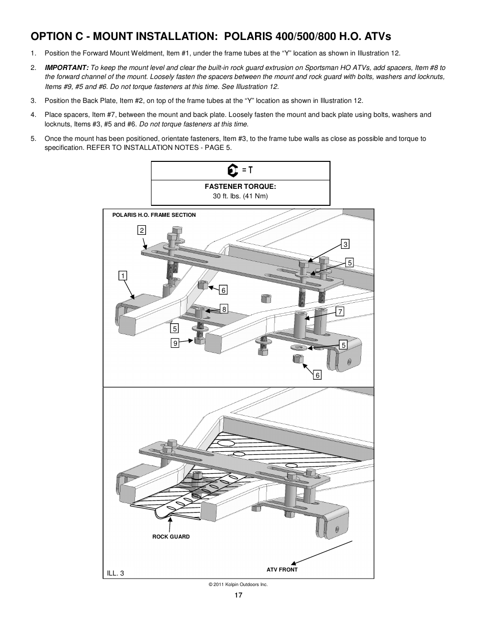 Kolpin 10-0520 X-Factor Plow User Manual | Page 17 / 21