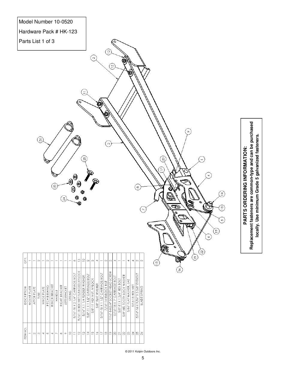 Kolpin 10-0520 X-Factor Plow User Manual | Page 5 / 21