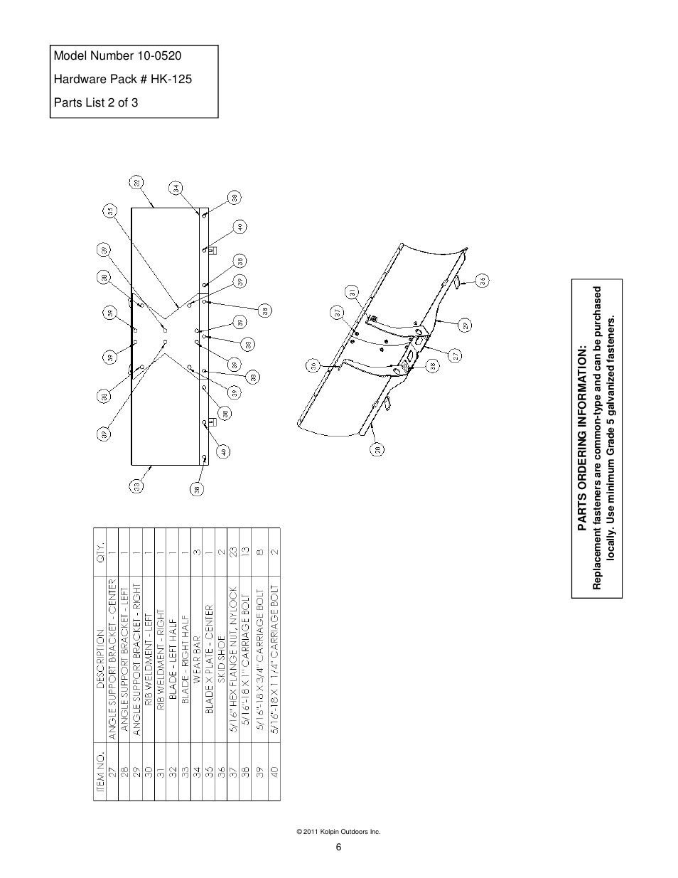 Kolpin 10-0520 X-Factor Plow User Manual | Page 6 / 21