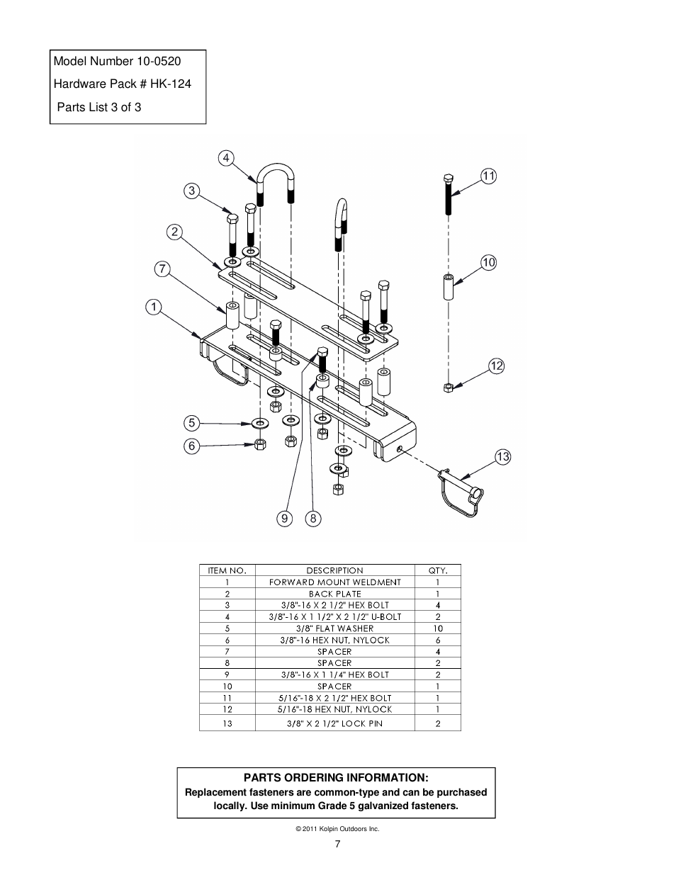 Kolpin 10-0520 X-Factor Plow User Manual | Page 7 / 21