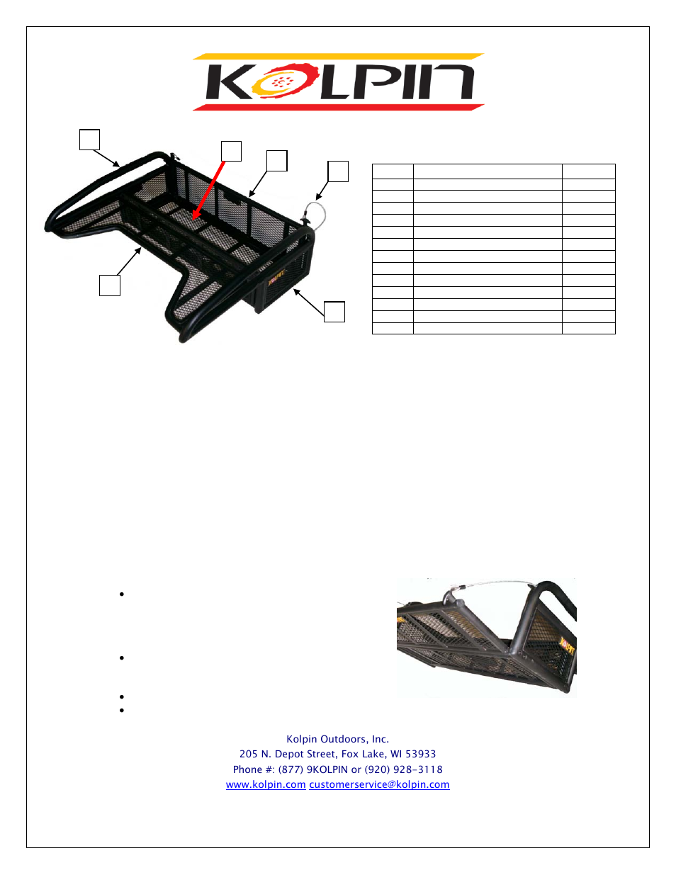 Kolpin 53300 - Collapsible Drop Basket User Manual | 1 page