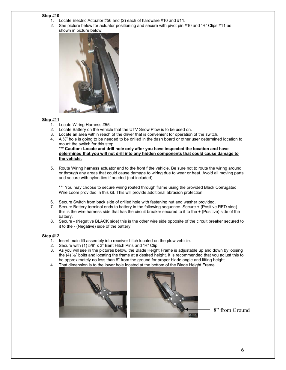 8” from ground | Kolpin 86400 – UTV 72” Snow Plow User Manual | Page 6 / 10