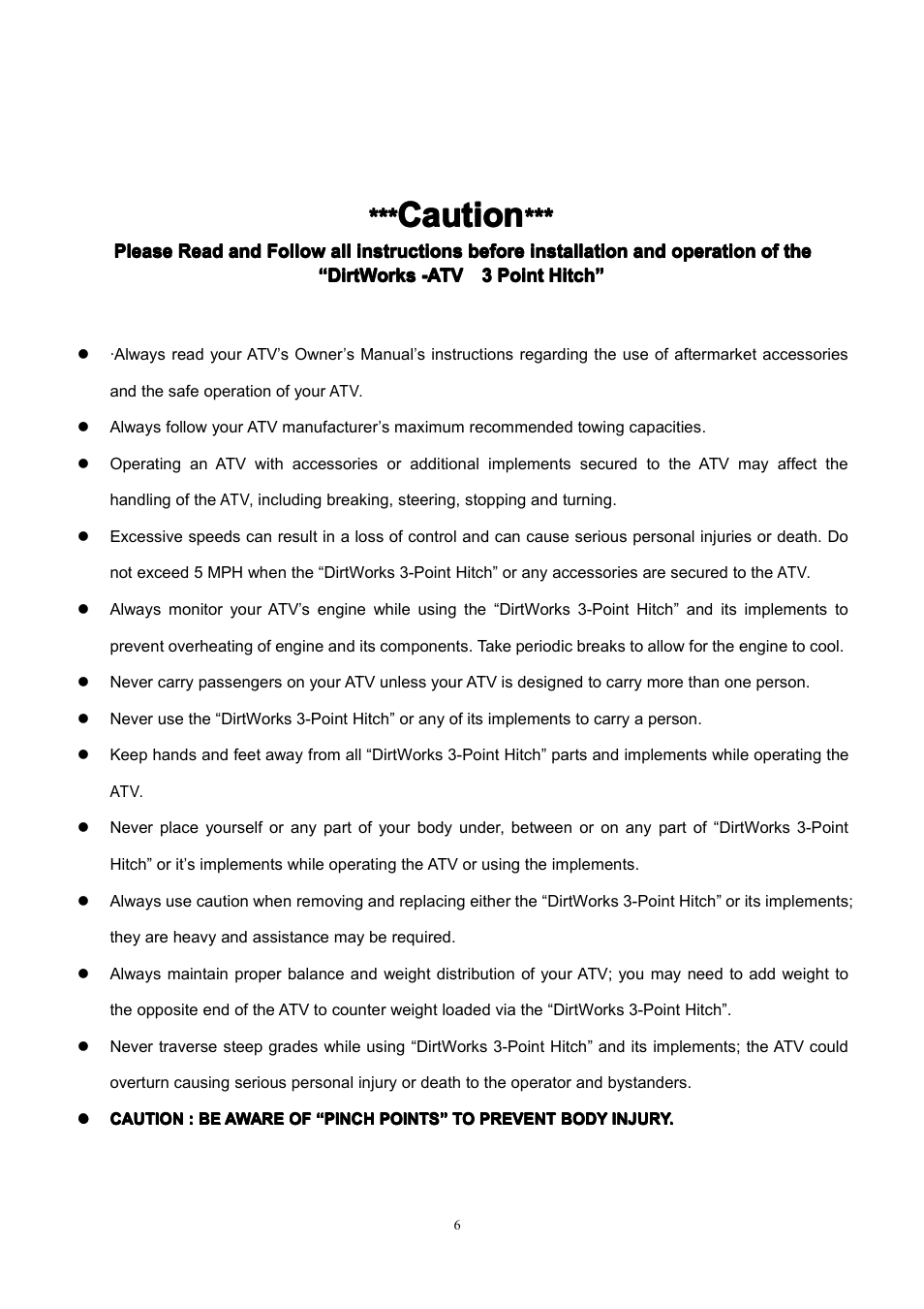 Caution | Kolpin WHS03HD ATV User Manual | Page 7 / 8