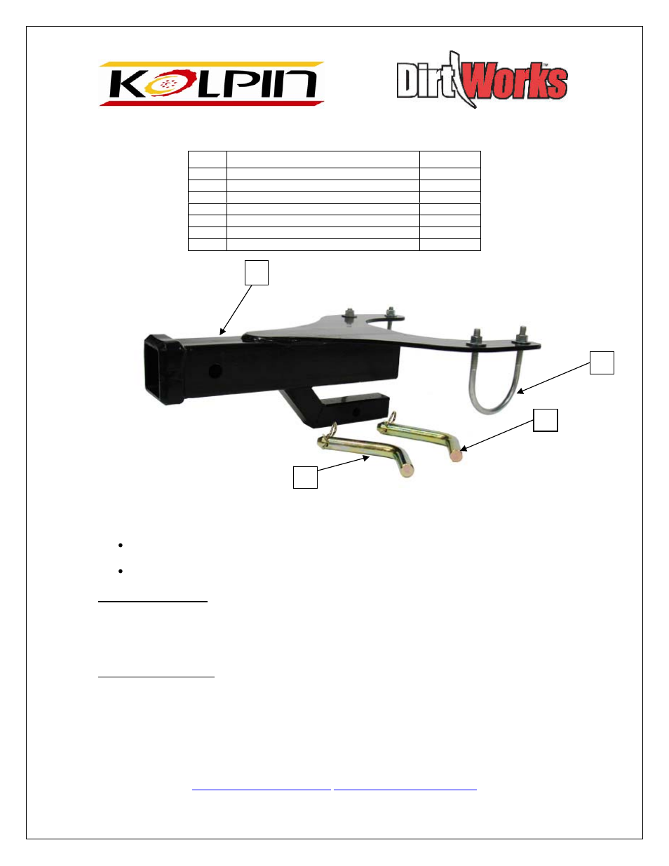 Kolpin 90250 – Kawasaki Mule 2” Receiver Hitch User Manual | 1 page