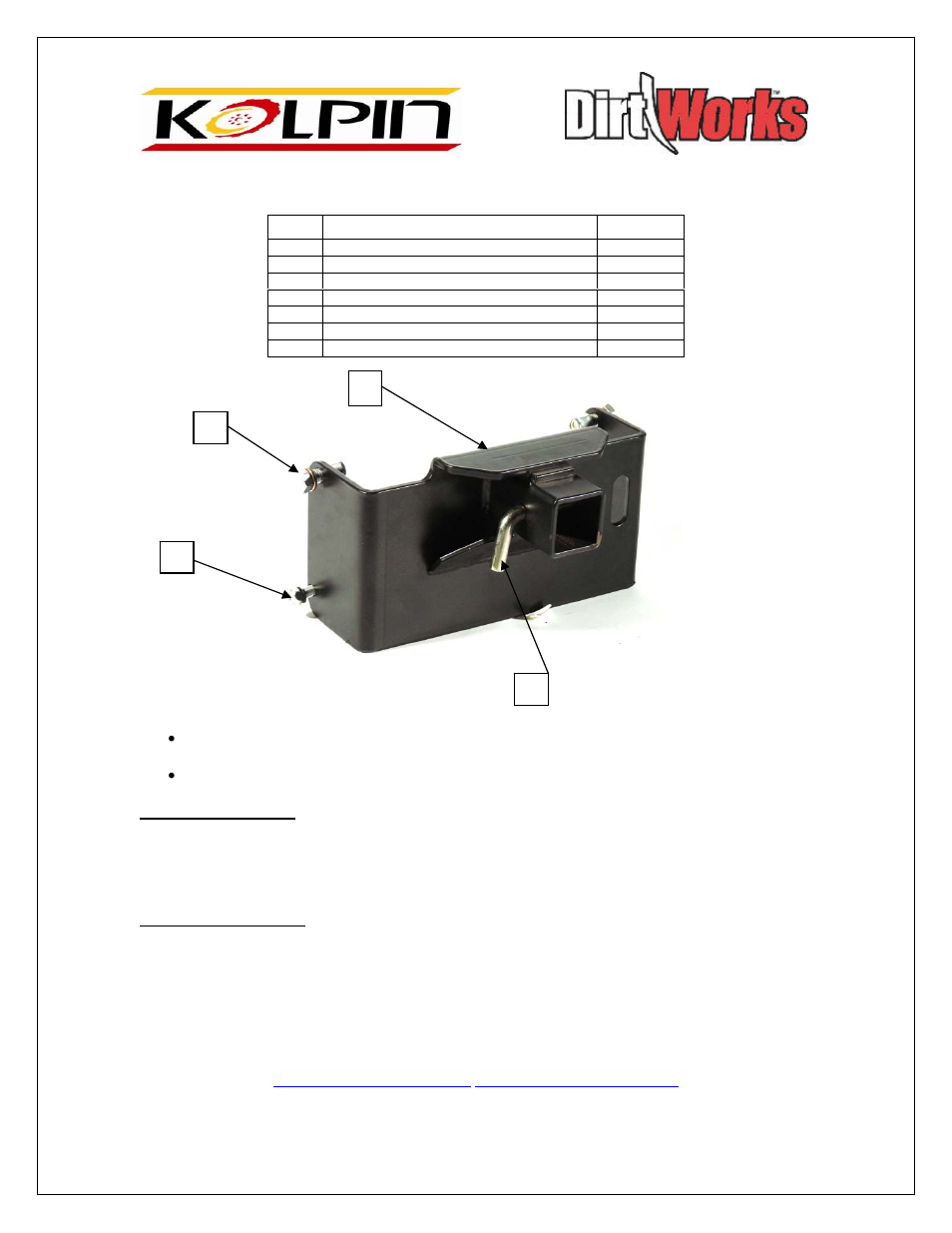Kolpin 85500 – John Deere Garden Tractor 2” Receiver Hitch User Manual | 1 page