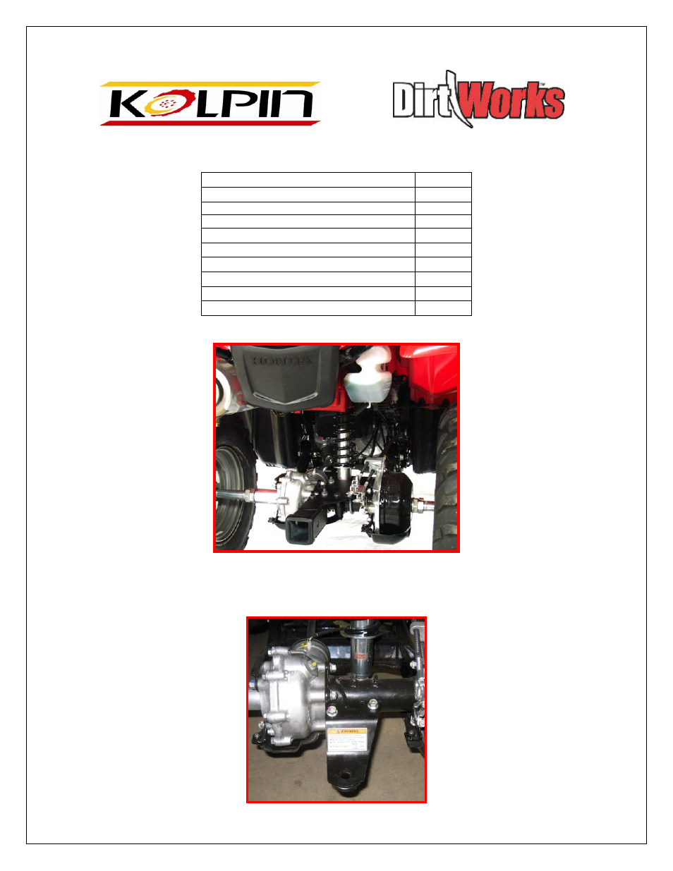 Kolpin 85155 – Honda Rancher 2 Receiver Hitch User Manual | 2 pages