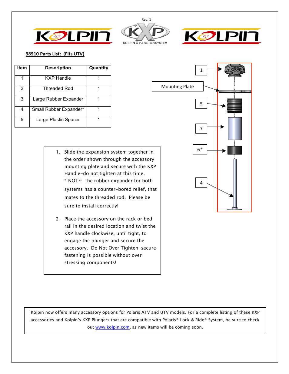 Kolpin 2691 – Ranger 800cc Crossover Tool Box User Manual | Page 2 / 2