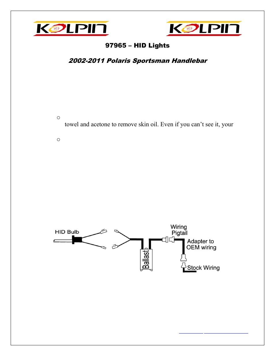 Kolpin 97965 – HID Lights User Manual | 1 page