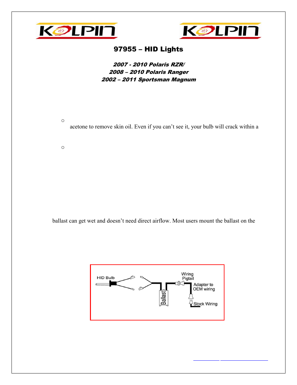 Kolpin 97955 – HID Lights User Manual | 1 page