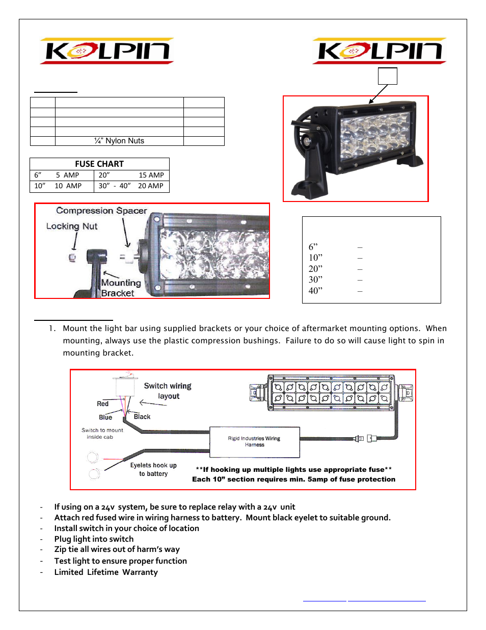 Kolpin E-Series Lights User Manual | 1 page