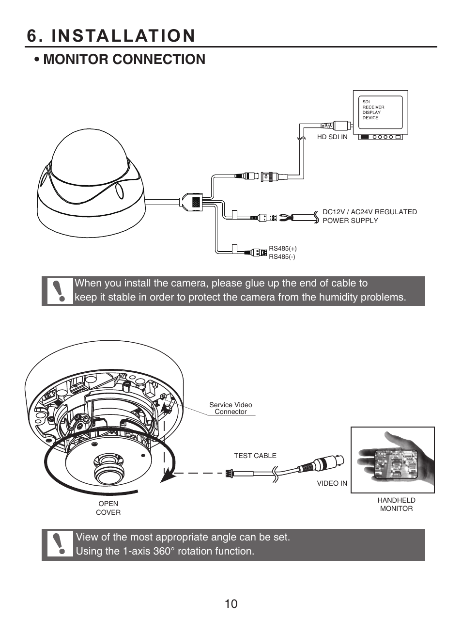Installation, Monitor connection | KT&C KPC-HDV120F User Manual | Page 10 / 23