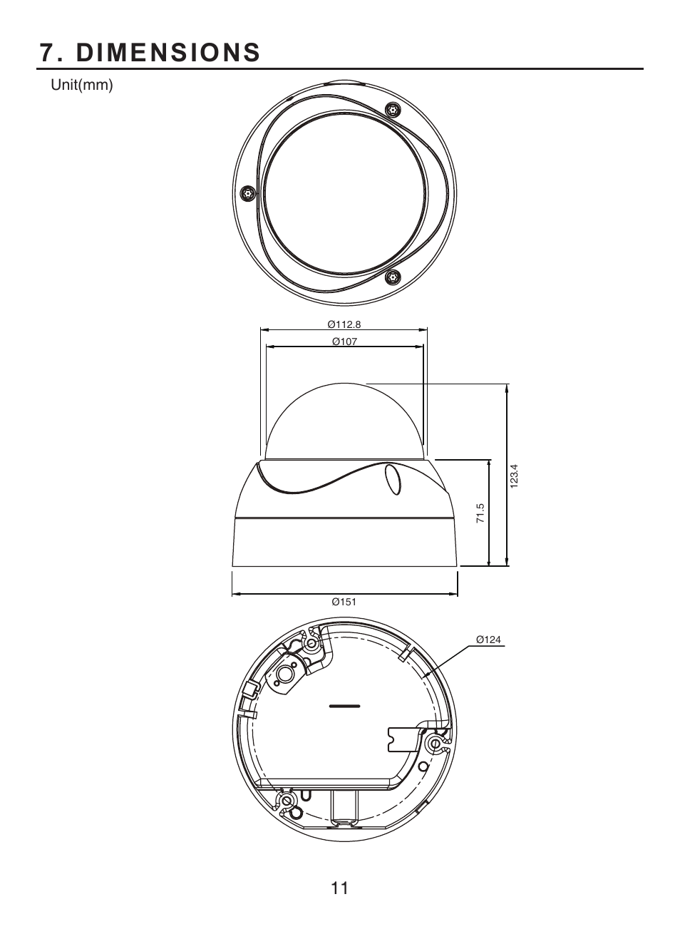 Dimensions | KT&C KPC-HDV120F User Manual | Page 11 / 23