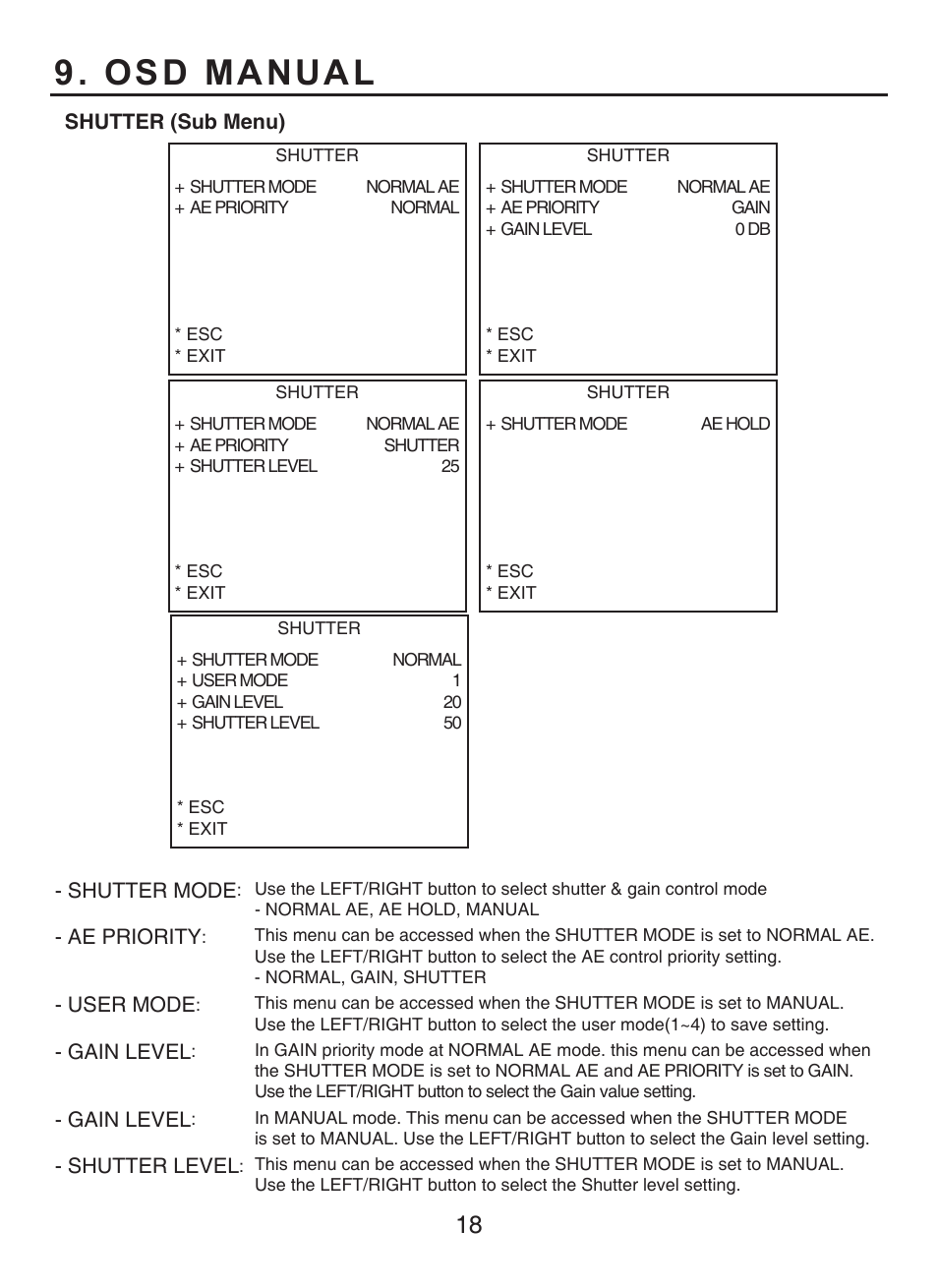 Osd manual | KT&C KPC-HDV120F User Manual | Page 18 / 23