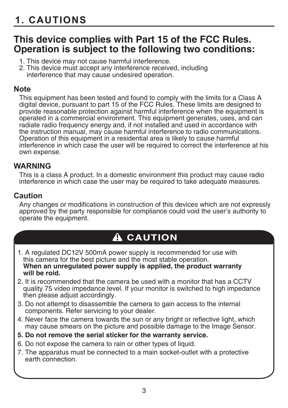 Cautions | KT&C KPC-HLND45 User Manual | Page 3 / 17