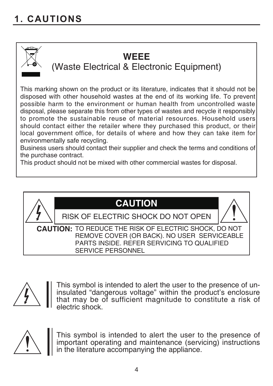 Caution | KT&C KPC-HLND45 User Manual | Page 4 / 17