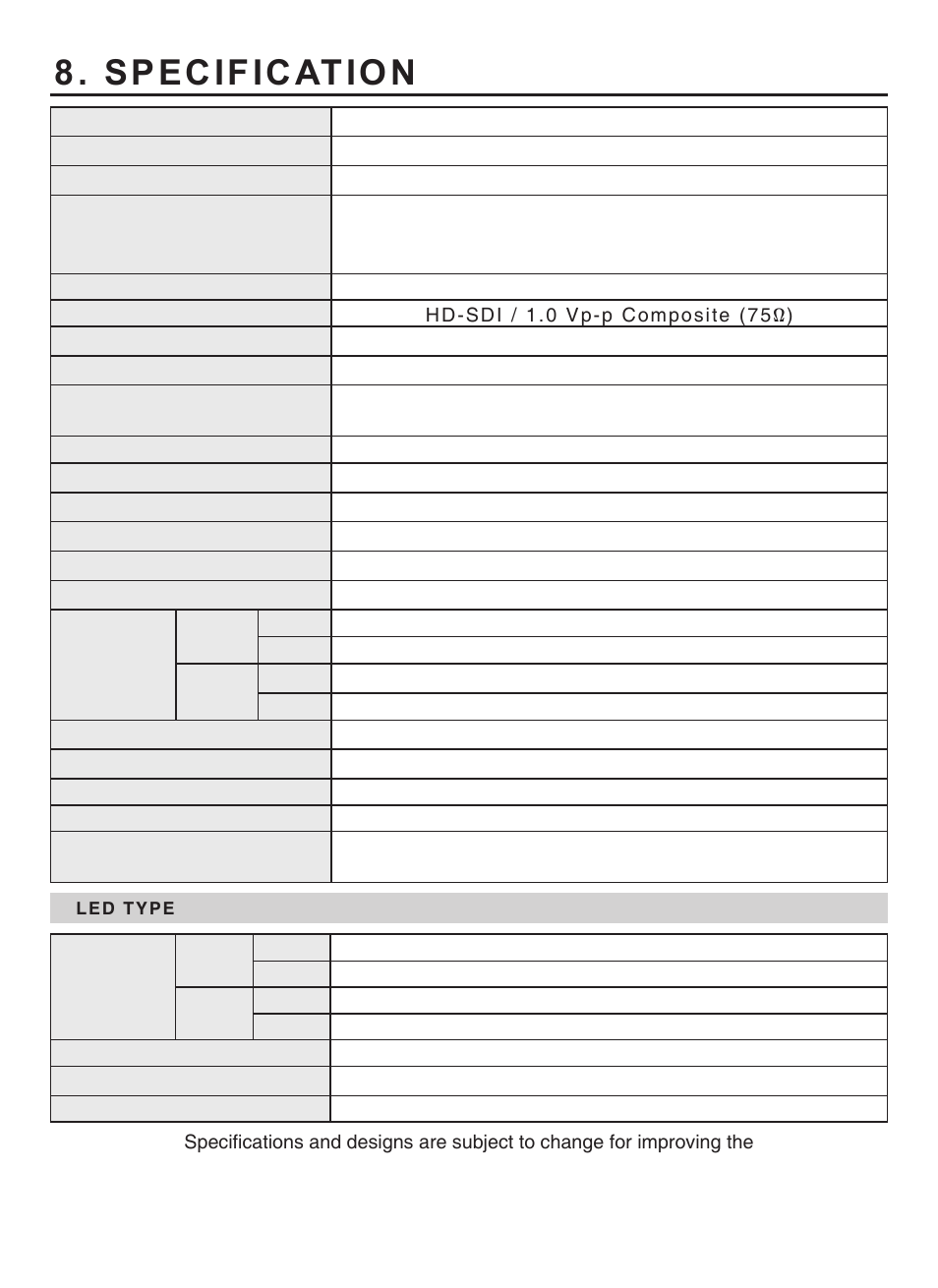 Specification | KT&C KPC-HD(N)V122 User Manual | Page 13 / 18