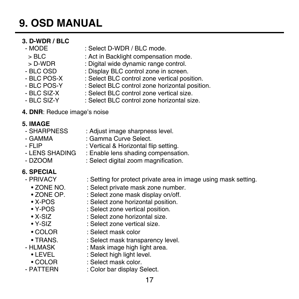 Osd manual | KT&C KPC-HNV522MB User Manual | Page 17 / 18