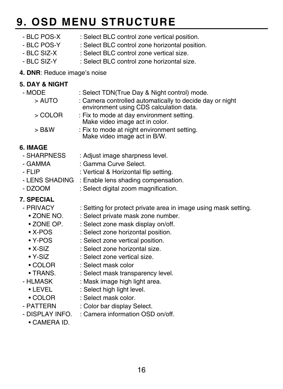 Osd menu structure | KT&C KPC-HDN552M User Manual | Page 16 / 17