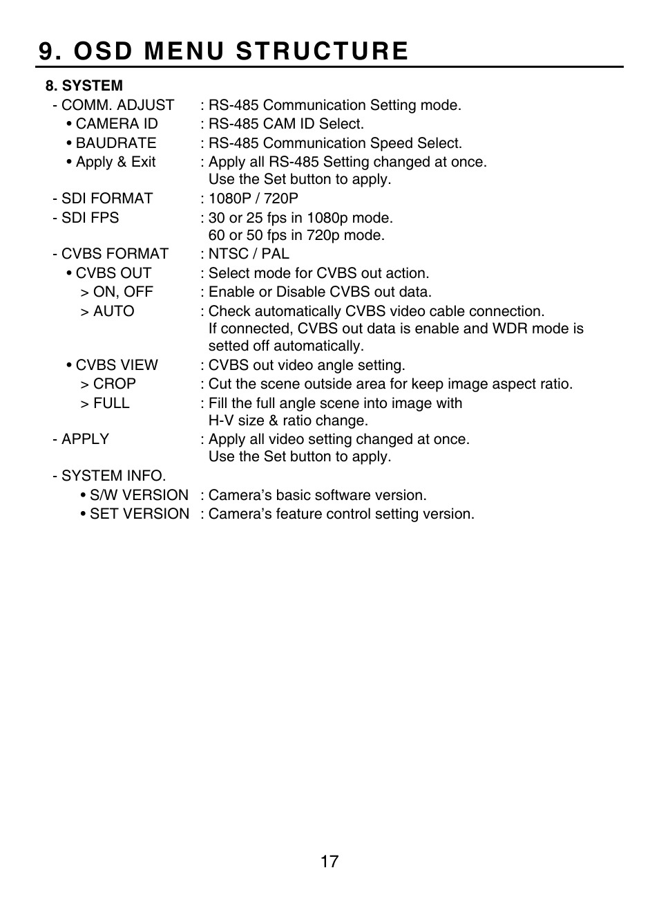 Osd menu structure | KT&C KPC-HDN552M User Manual | Page 17 / 17
