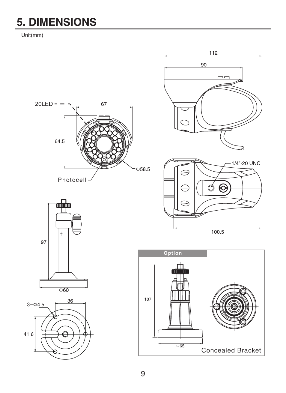 Dimensions | KT&C KPC-HDN300M User Manual | Page 9 / 15