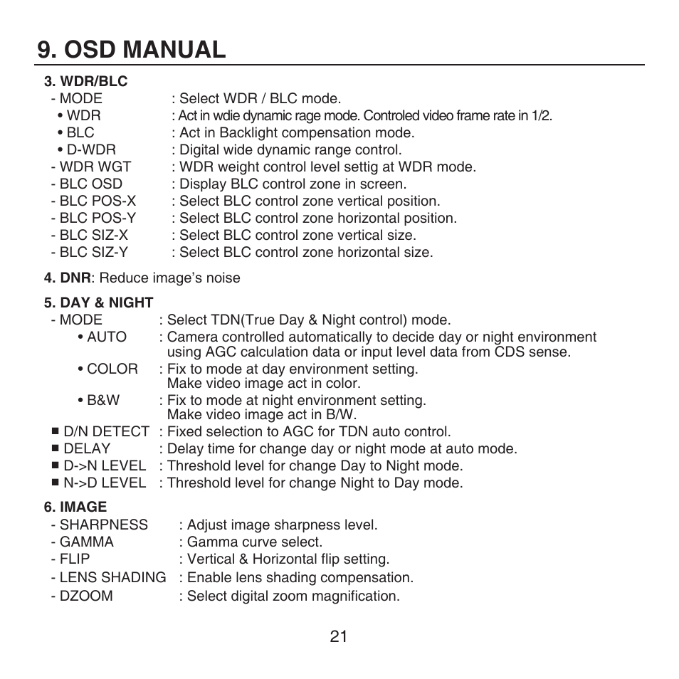 Osd manual | KT&C KPC-HDX222M User Manual | Page 21 / 22