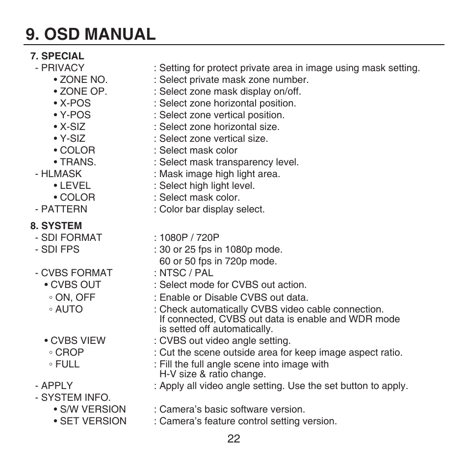 Osd manual | KT&C KPC-HDX222M User Manual | Page 22 / 22