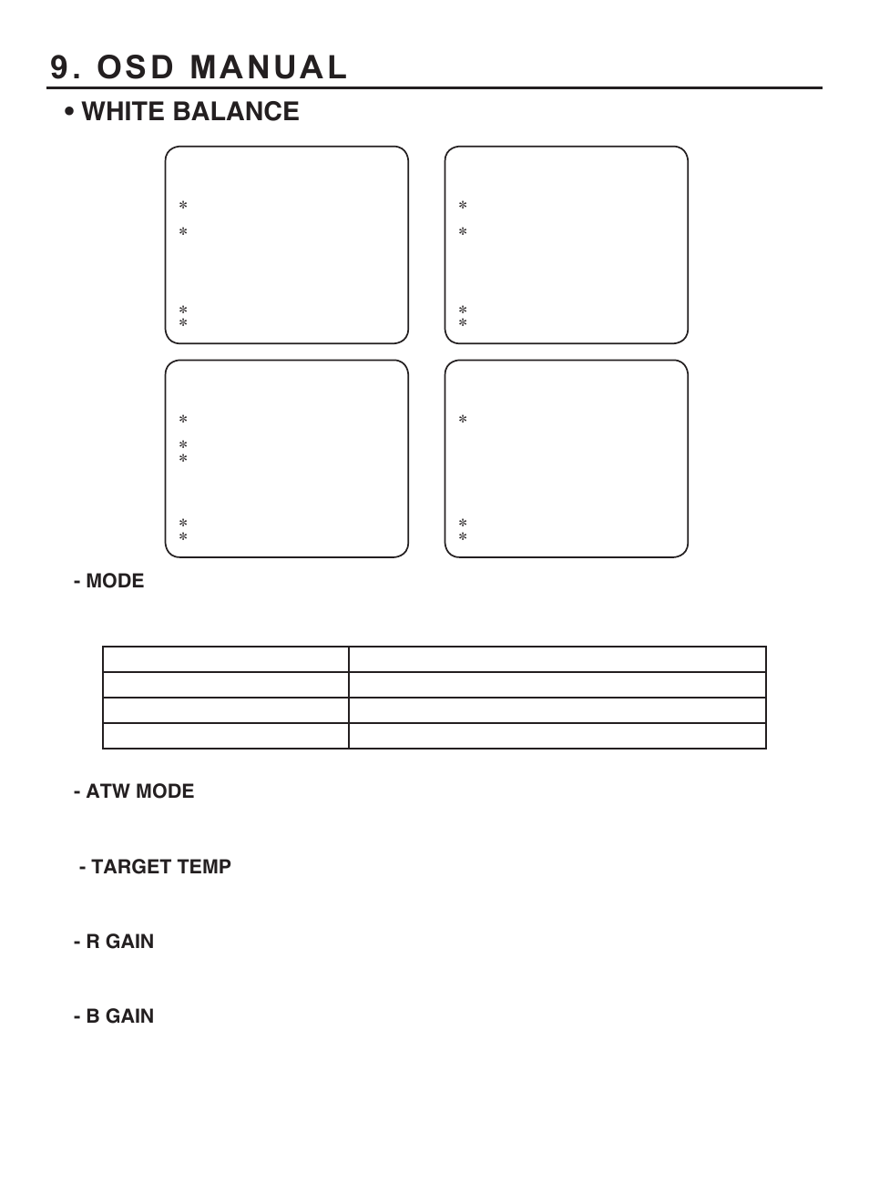 Osd manual, White balance | KT&C KPC-HDX210M User Manual | Page 27 / 32