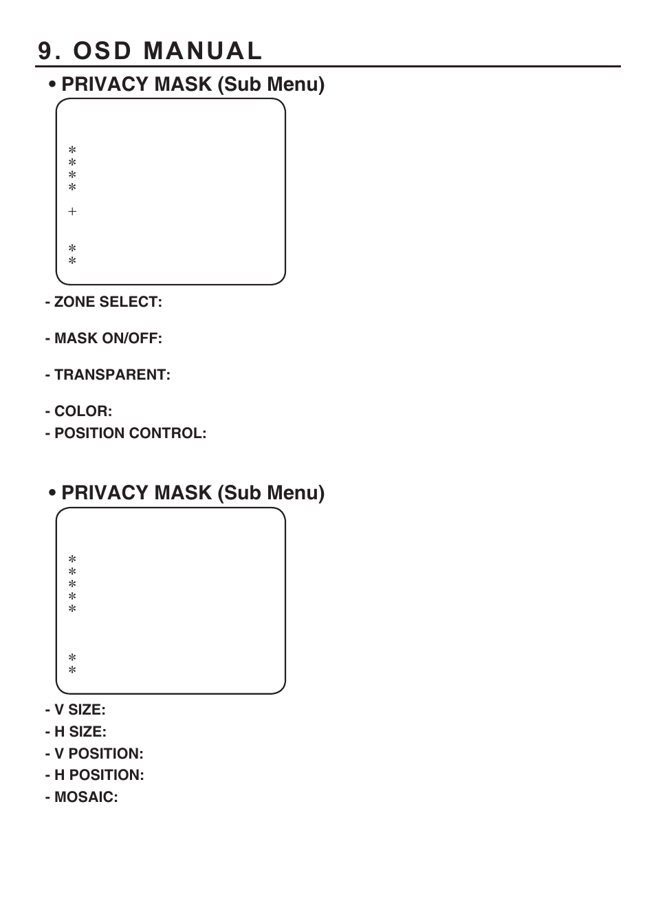 Osd manual, Privacy mask (sub menu) | KT&C KPC-HDX210M User Manual | Page 30 / 32
