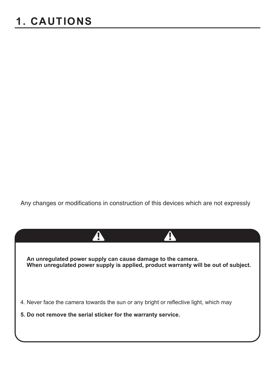 Cautions, Warning, Caution | KT&C KPC-HDX210M User Manual | Page 4 / 32