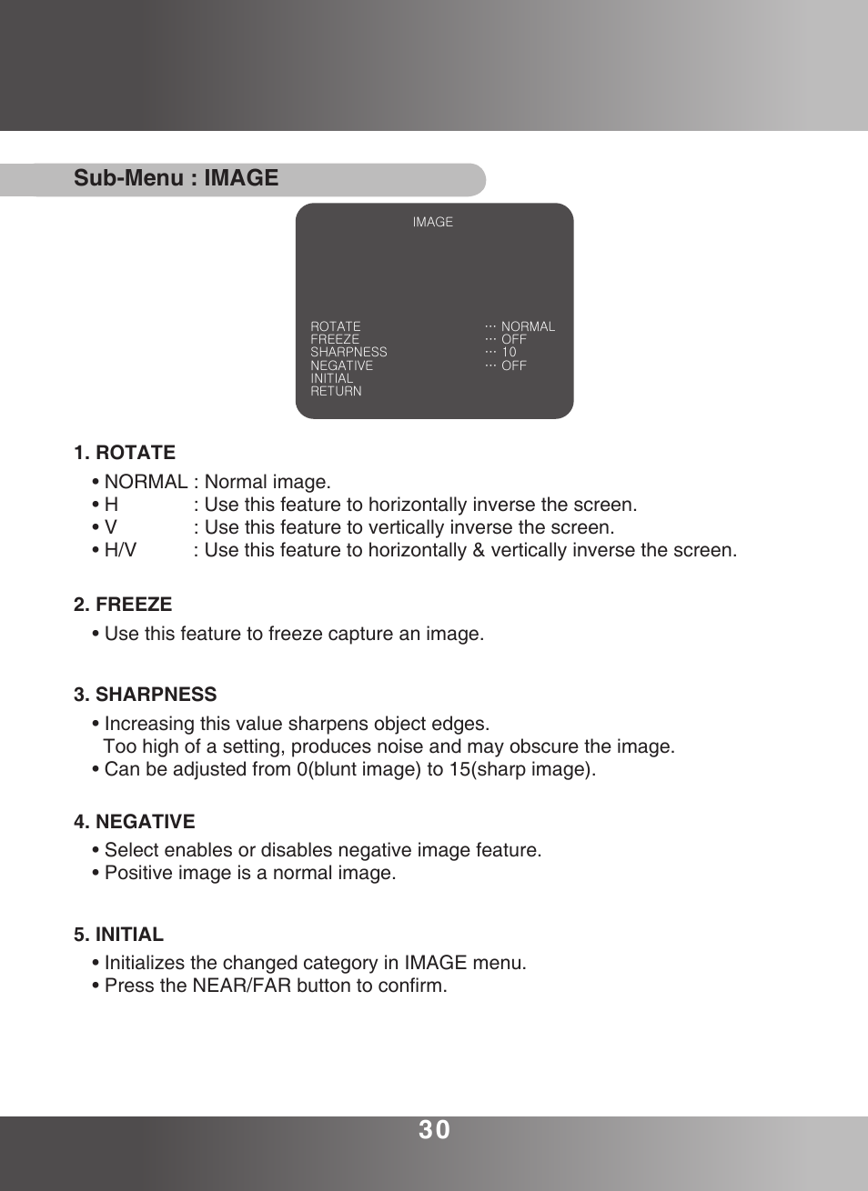 Sub-menu : image | KT&C KPC-ZA360WN User Manual | Page 29 / 40