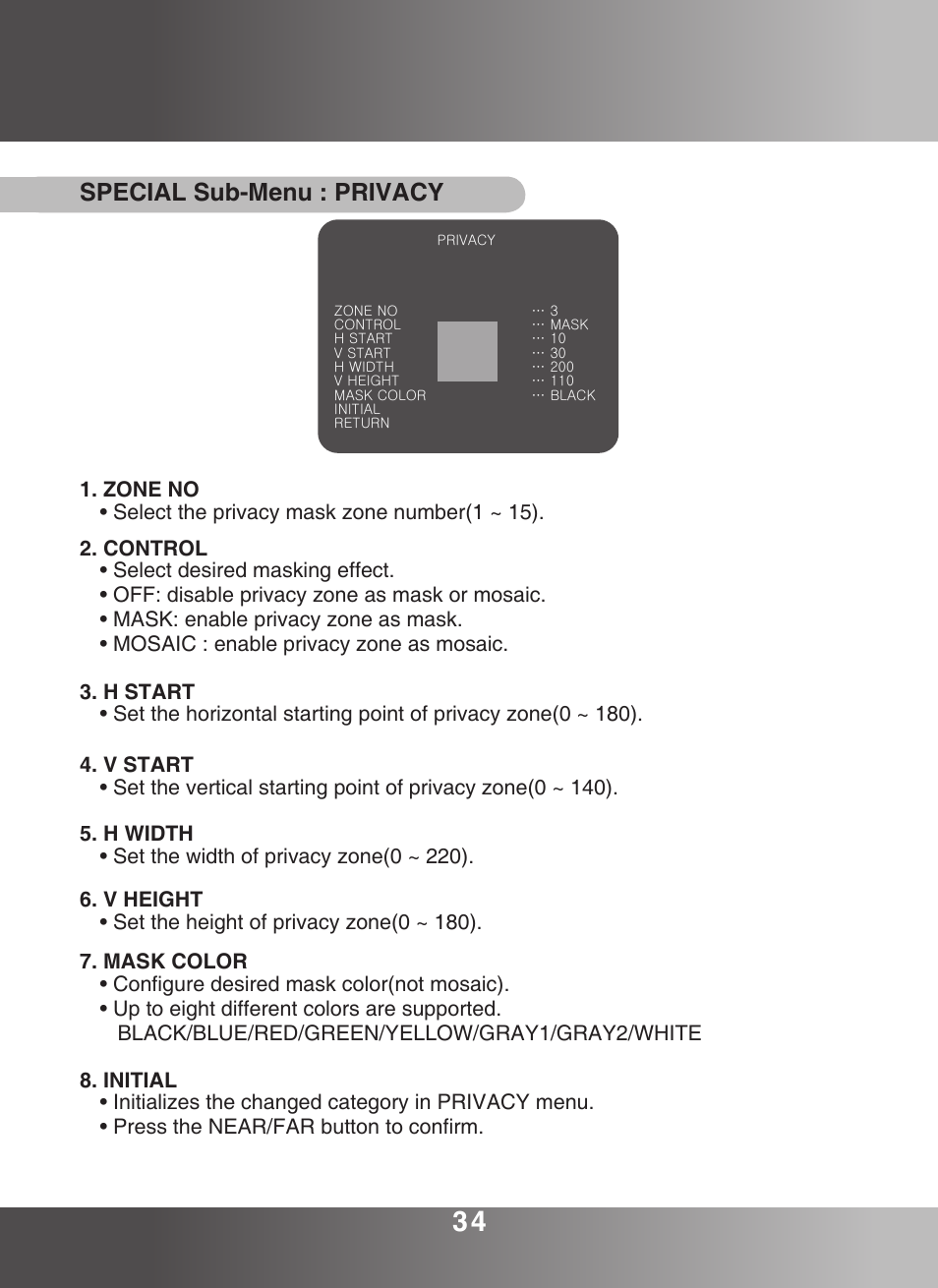 Special sub-menu : privacy | KT&C KPC-ZA360WN User Manual | Page 33 / 40