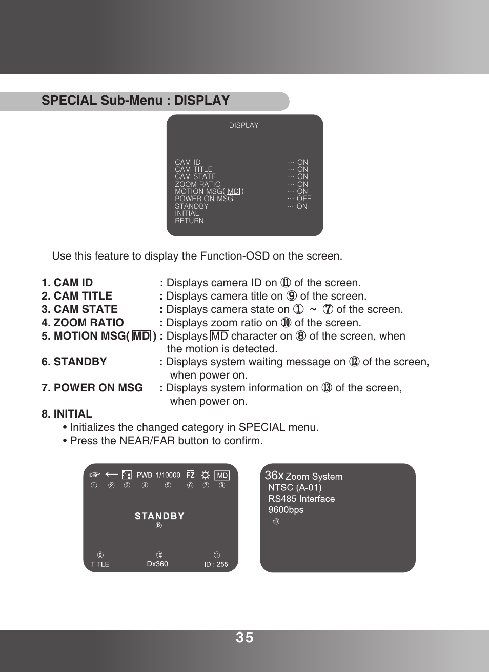Special sub-menu : display | KT&C KPC-ZA360WN User Manual | Page 34 / 40
