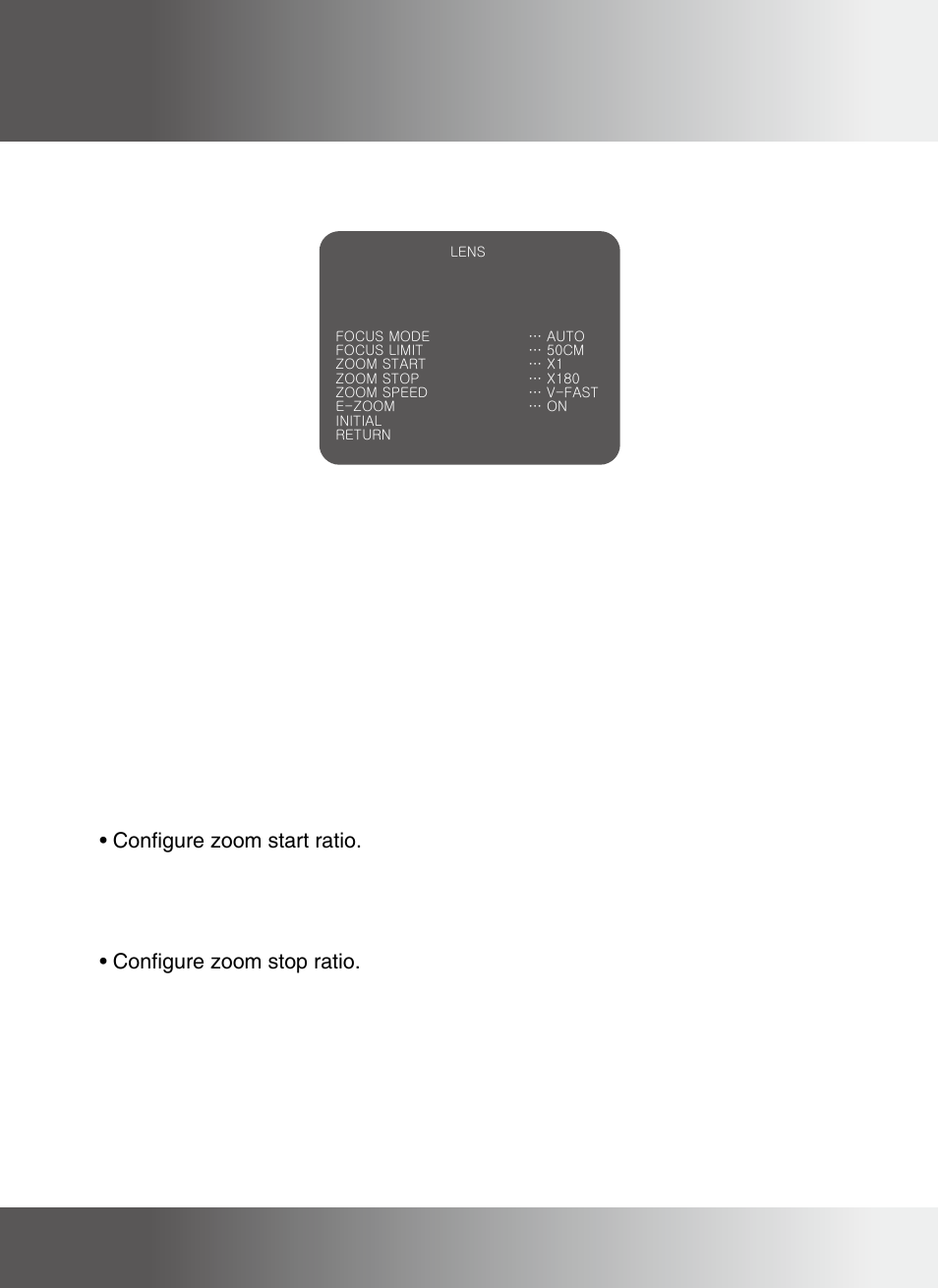 Sub-menu : lens | KT&C KPC-ZA180NH User Manual | Page 21 / 39