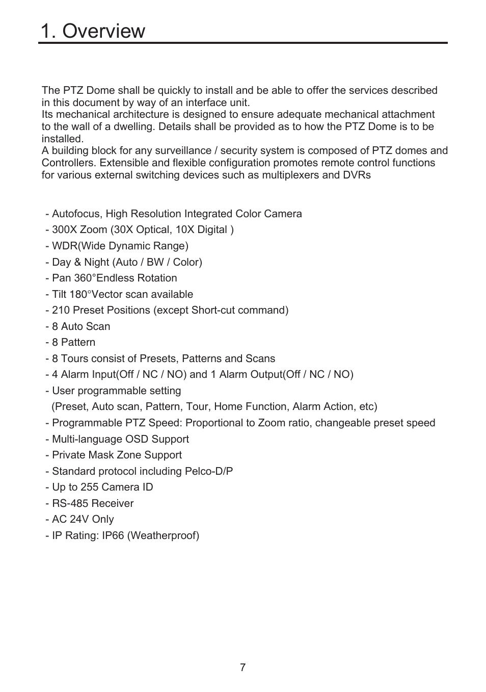 Overview, 1 features | KT&C KPT-SPDN300NUCH User Manual | Page 7 / 36