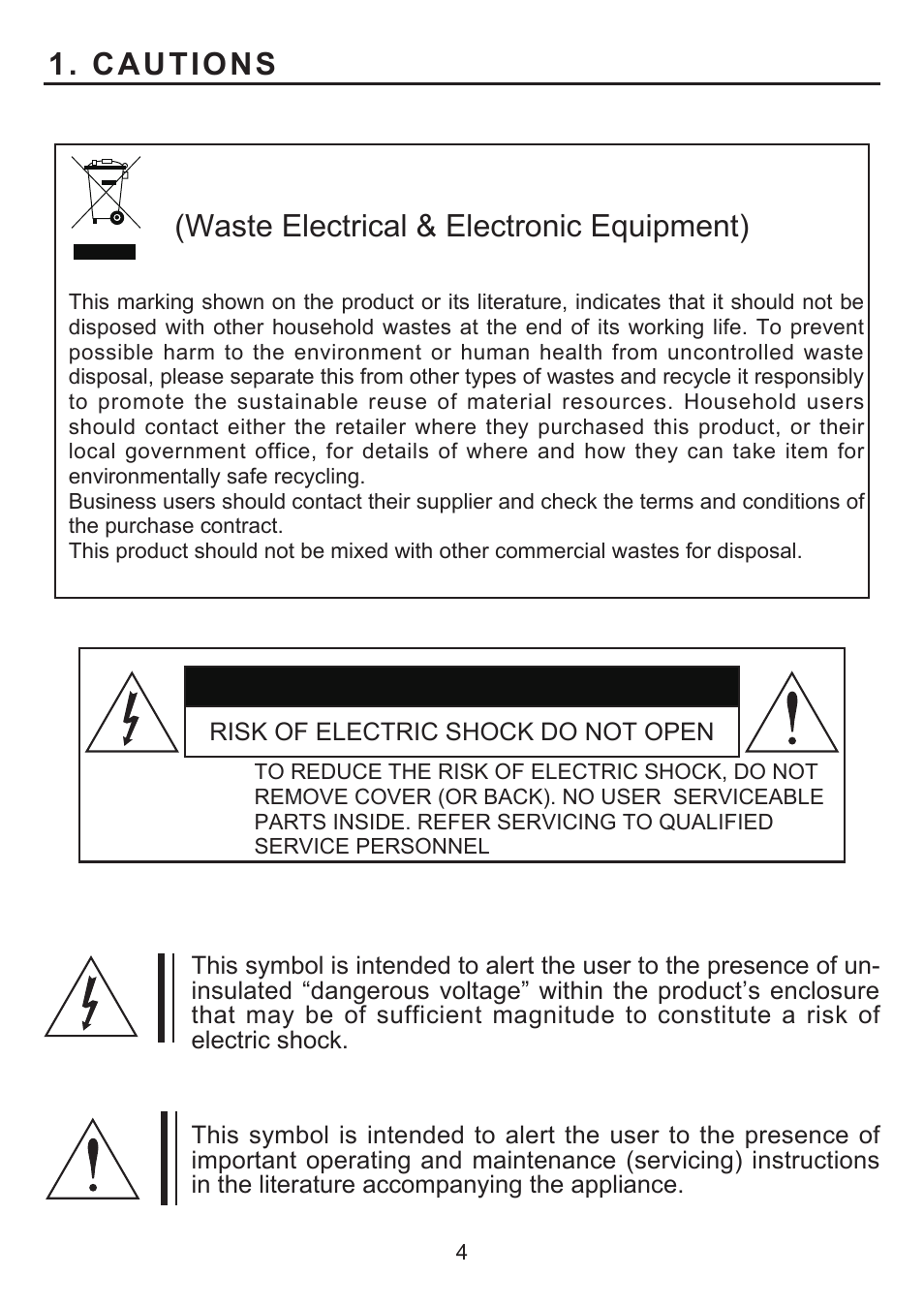 Caution | KT&C KPC-LDD45NU User Manual | Page 4 / 15