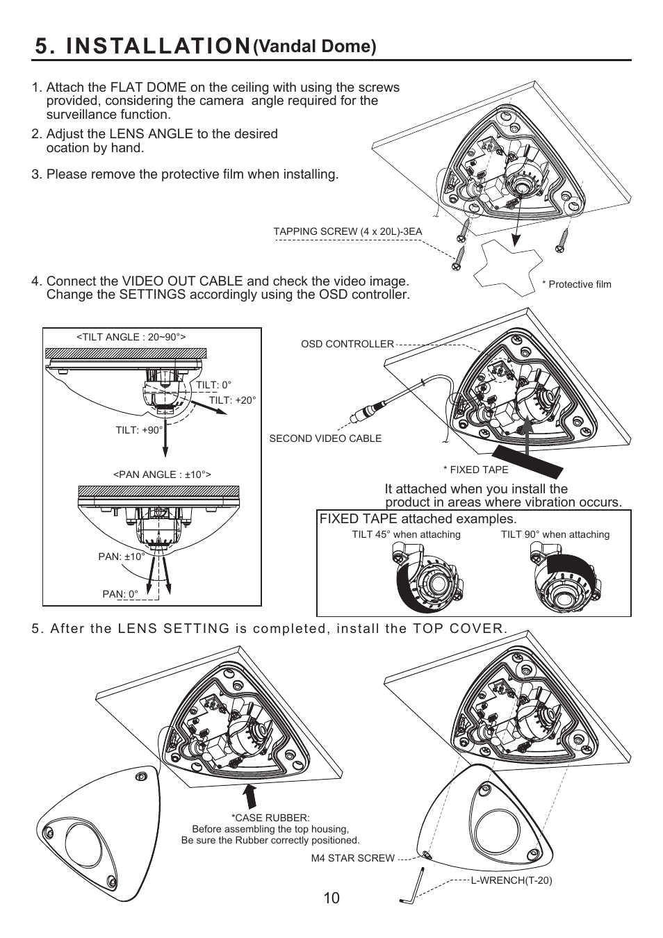 Installation, Vandal dome) | KT&C KPC-LV40NU User Manual | Page 10 / 16