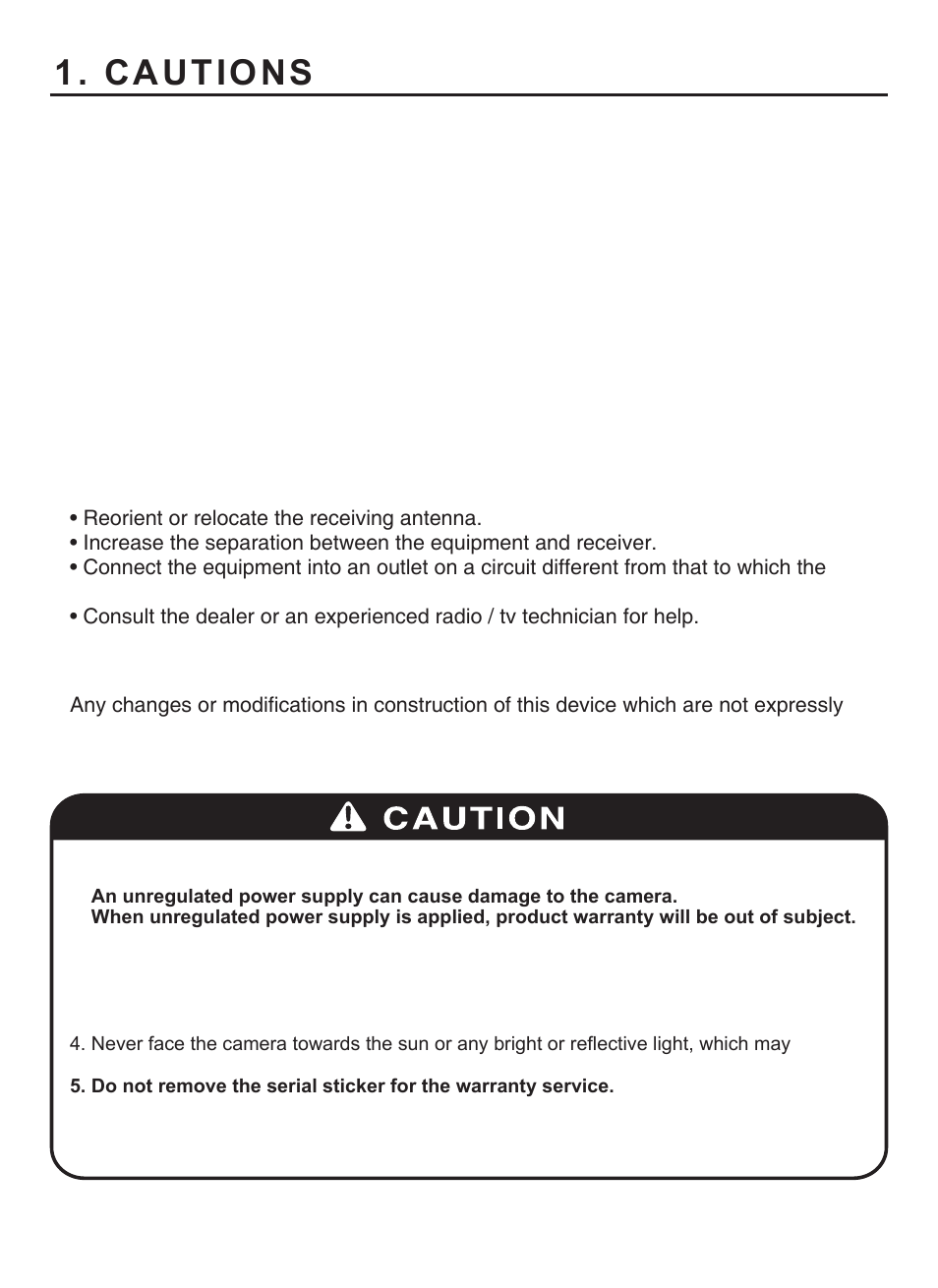 Cautions, Caution | KT&C KPC-DE100NUV7 User Manual | Page 4 / 15