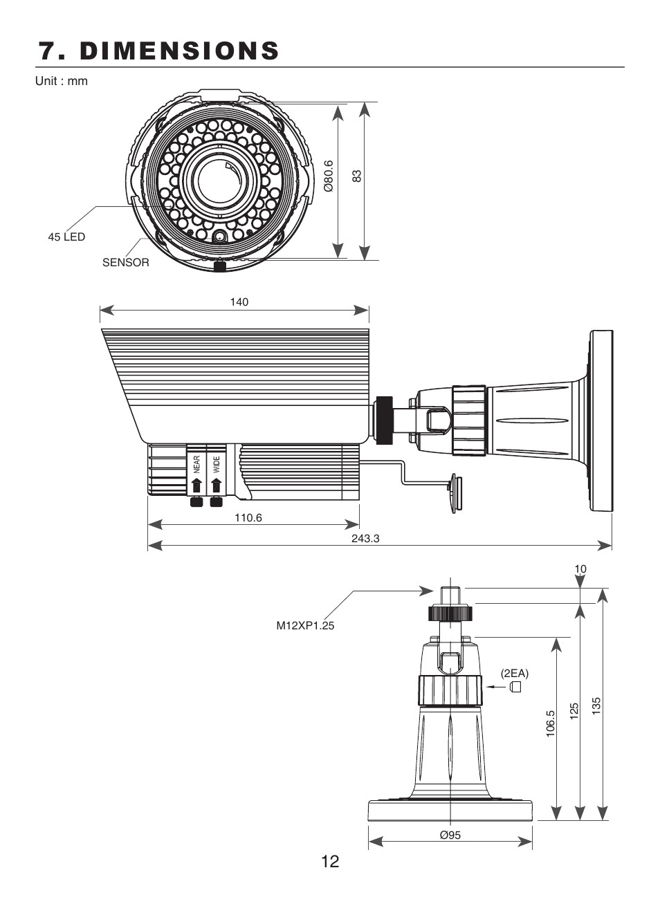 Dimensions | KT&C KPC-N701NU8 User Manual | Page 13 / 49