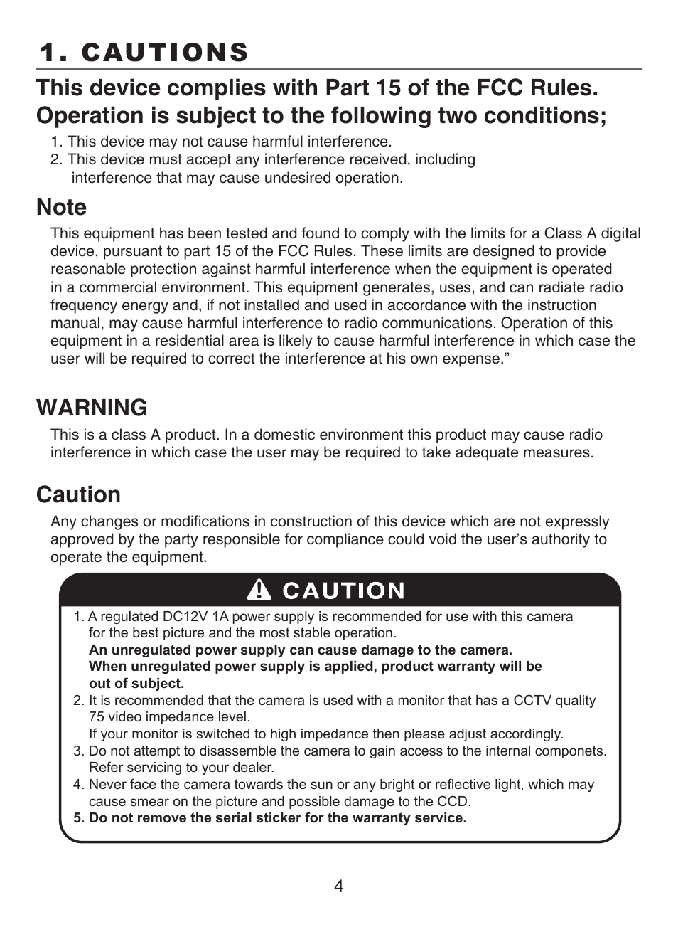 Cautions, Warning, Caution | KT&C KPC-N701NU8 User Manual | Page 5 / 49