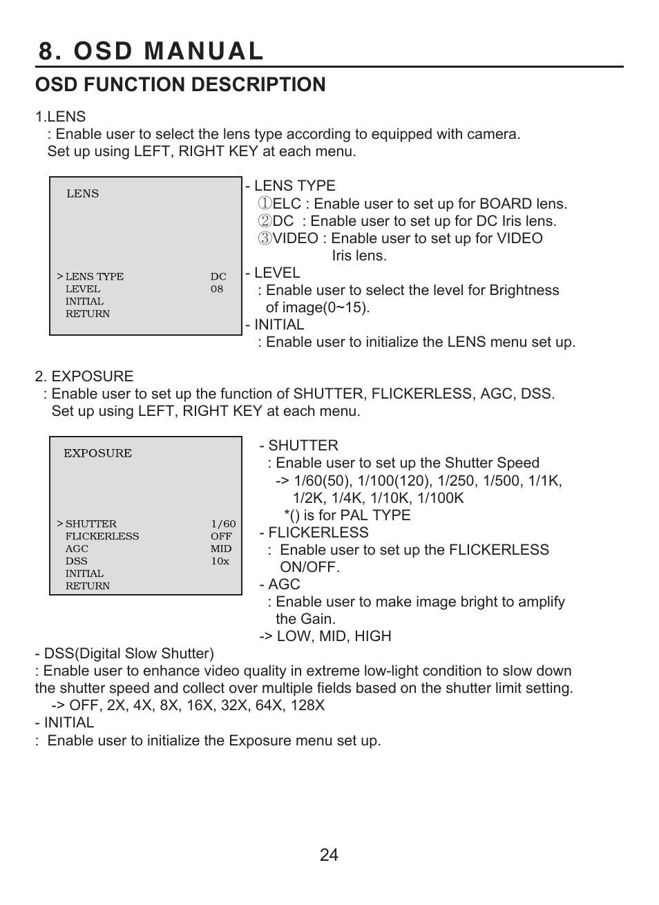 Osd manual, Osd function description | KT&C KPC-WDR7000NU User Manual | Page 25 / 61