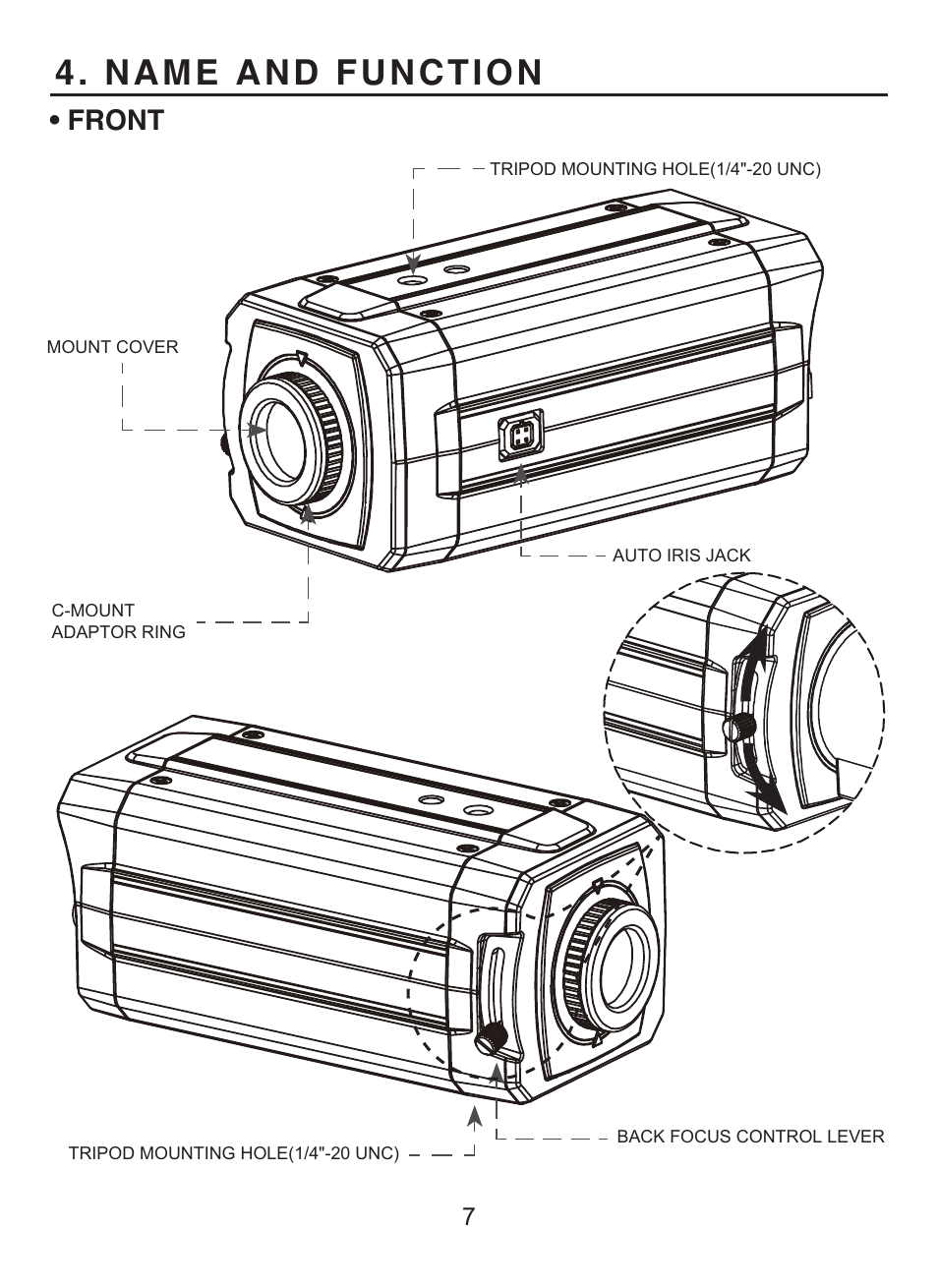 Name and function, Front | KT&C KPC-WDR7000NU User Manual | Page 37 / 61