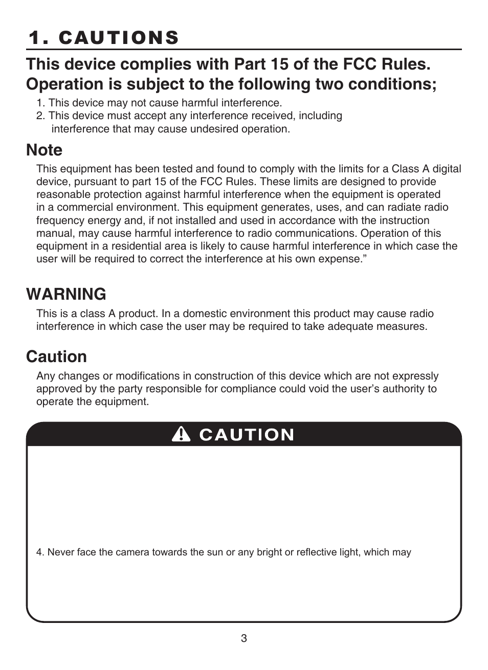 Cautions, Warning, Caution | KT&C KPC-BSP6300U User Manual | Page 3 / 15