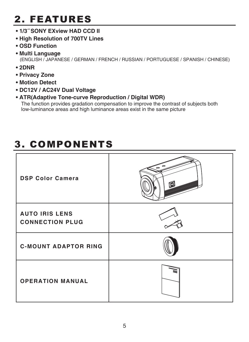 Features, Components | KT&C KPC-BSP6300U User Manual | Page 5 / 15