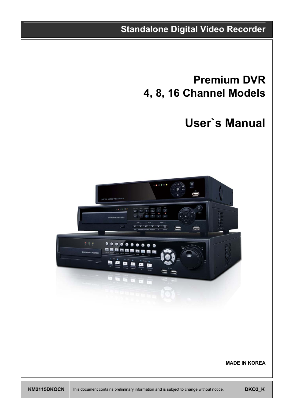 KT&C KVR-0412H User Manual | 219 pages